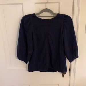 Navy (with red stitching) blouse